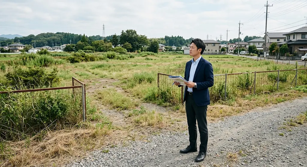 駅から距離があり、賃貸住宅経営の提案に悩む土地のイメージ