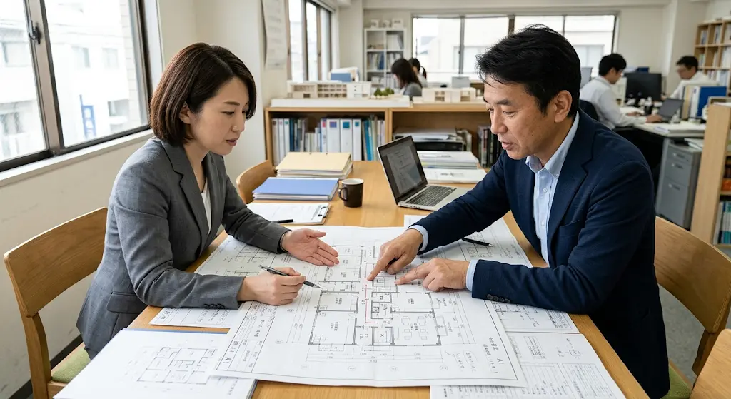 建築設計の方向性を整理しているイメージ