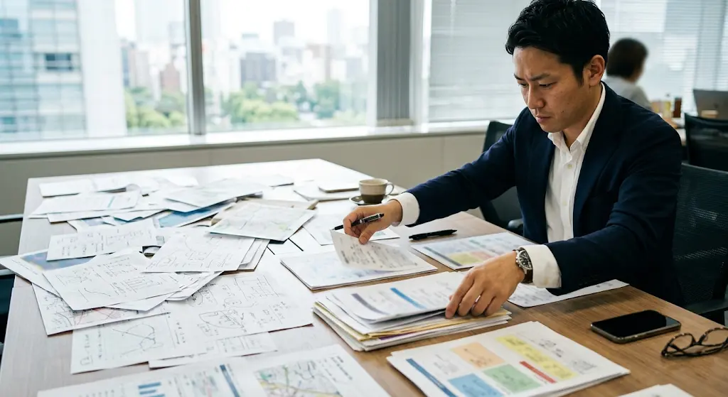 土地活用の方向性を整理しているイメージ