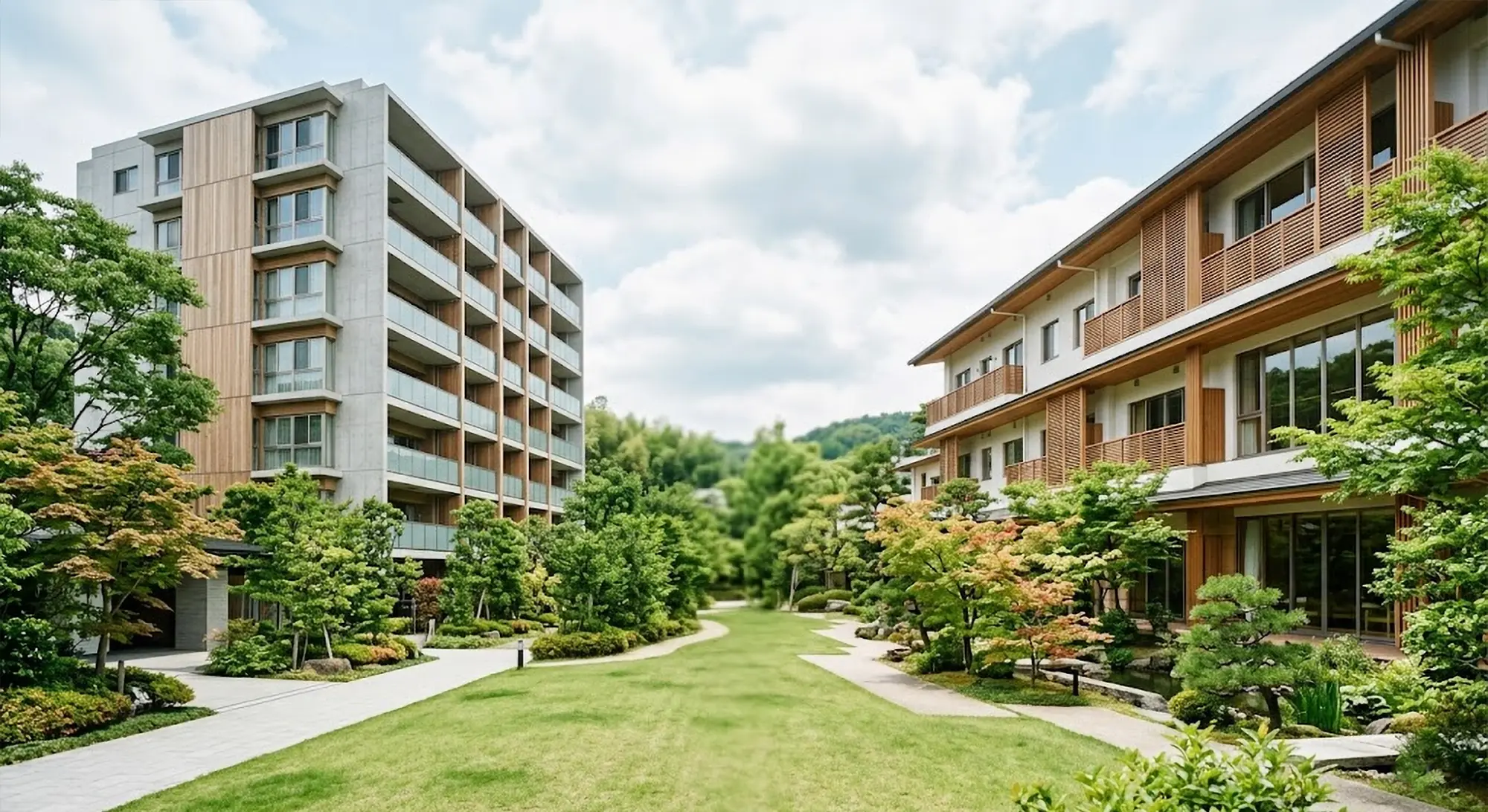 住宅地と土地活用を検討する更地のイメージ