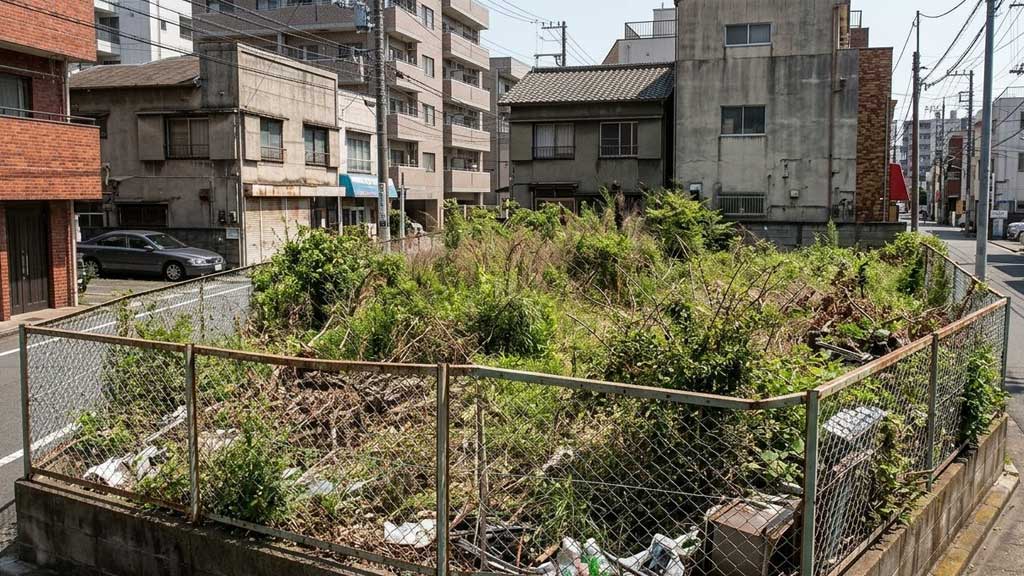 相続した土地を前に悩むイメージ