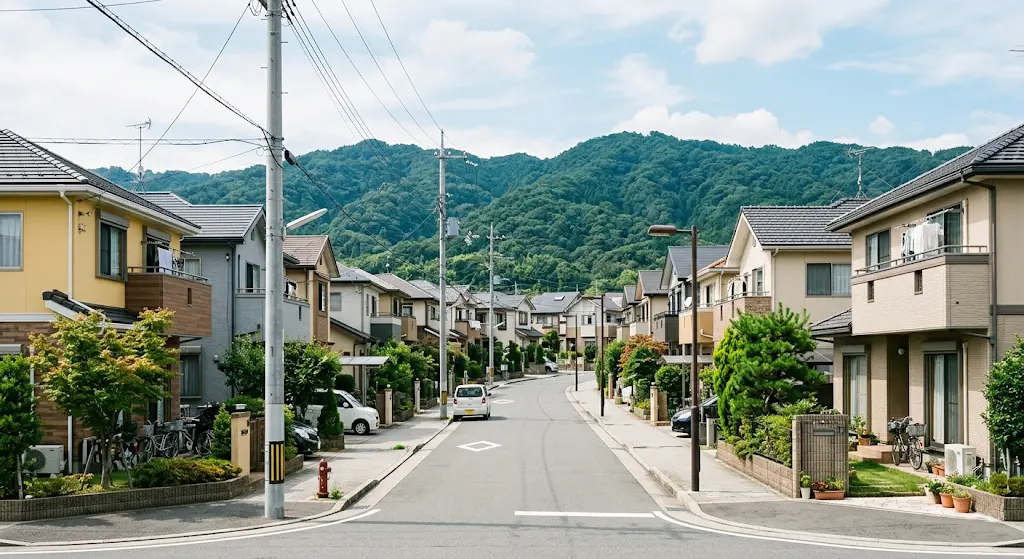 四條畷市の住宅地と地域需要を表すイメージ