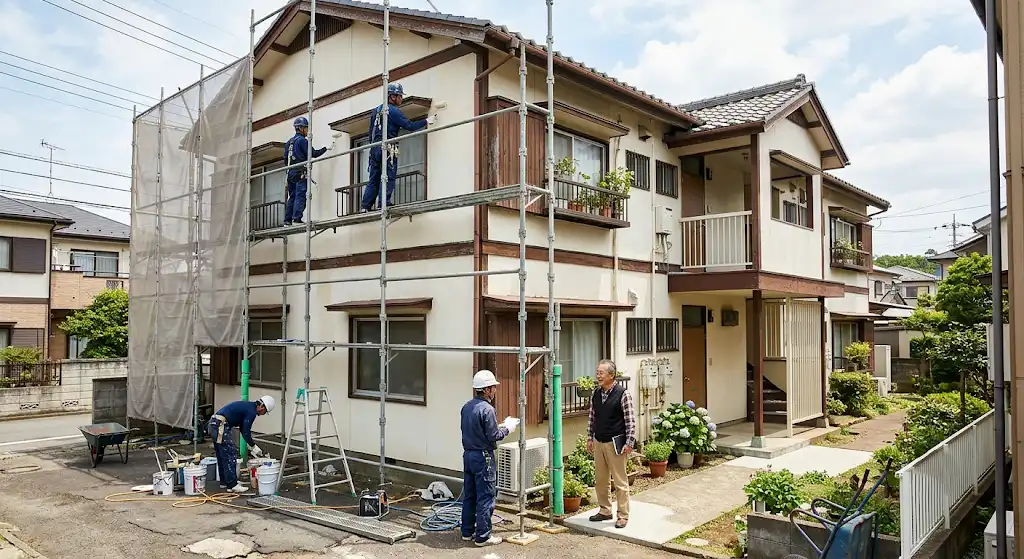 築古アパートを修繕しながら賃貸経営を続けているイメージ