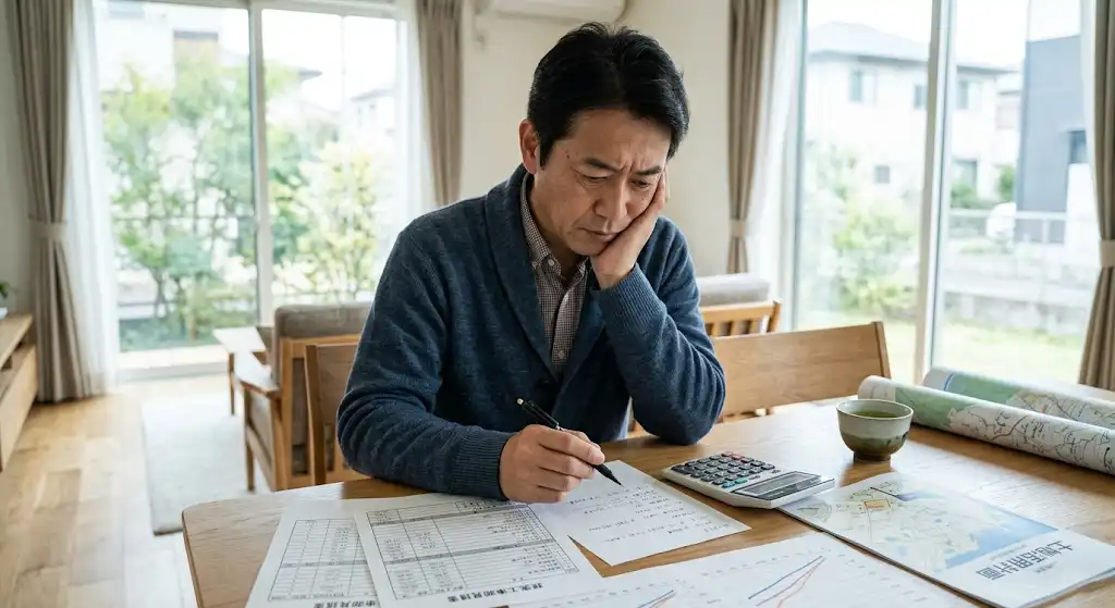 収支資料やバランスシートをデスク上で確認しているイメージ